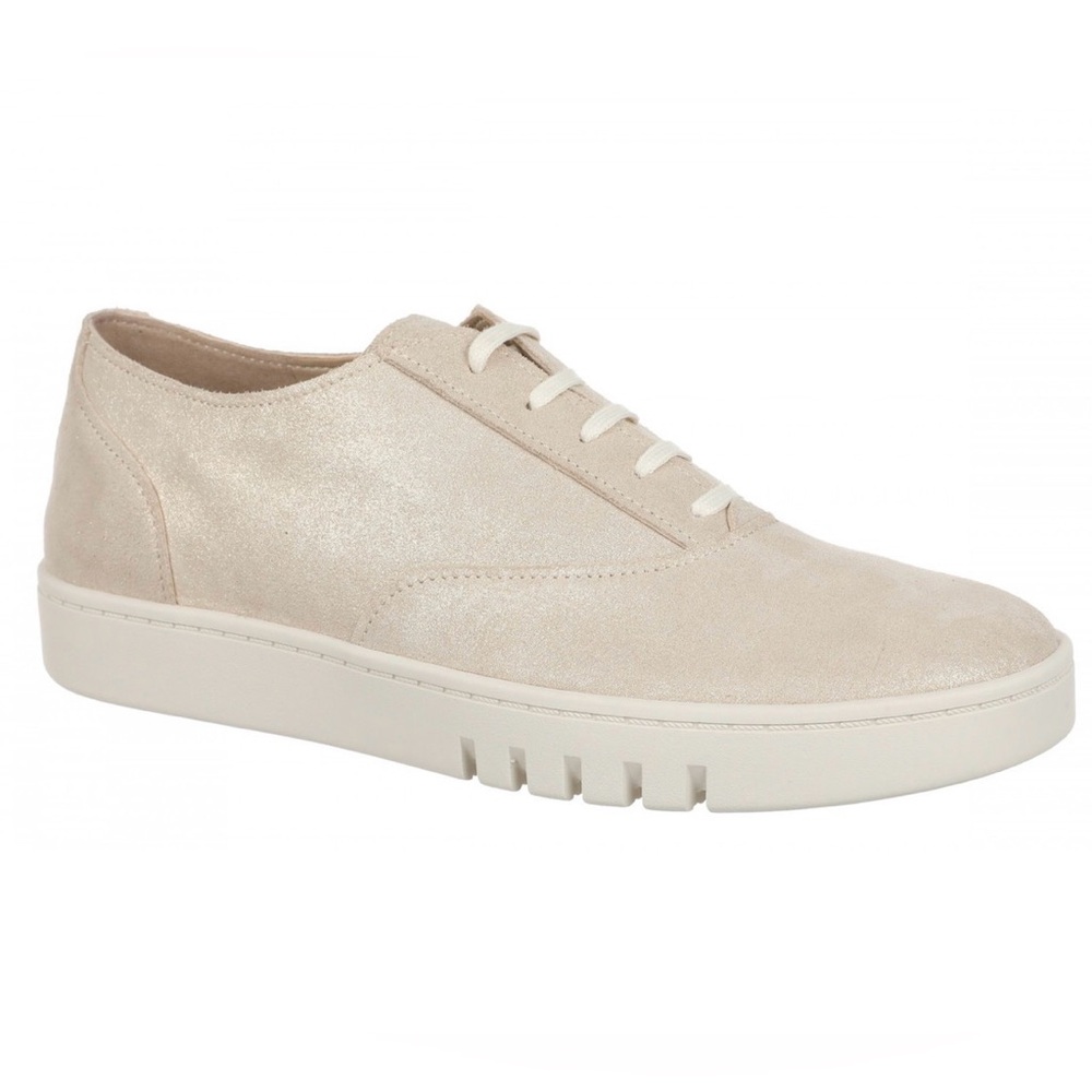 Vionic Callie Gold Metallic Leather Sneakers Shimmer Ortho Lace Up 6.5 Like New